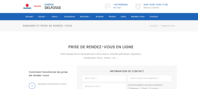 Demande de RDV site internet garage Delfosse à Philippeville